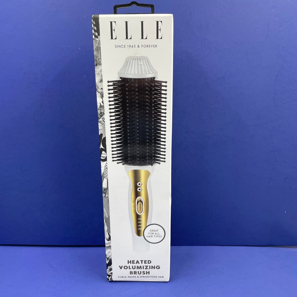 Elle Heated Volumizing Brush White Gold EL7250-WHT Curls Waves Straightens NEW